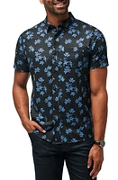 TravisMathew Mist On the Lake Short Sleeve Button-Up Shirt Black at Nordstrom,