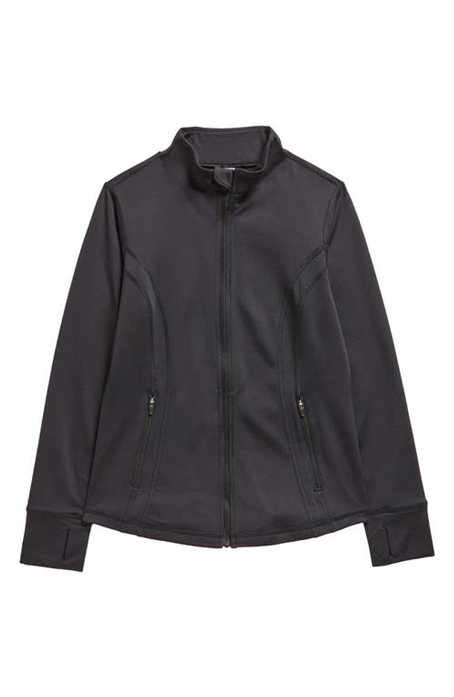 zella Kids' Fleece Lined Performance Zip Jacket in Black at Nordstrom