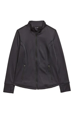 zella Kids' Fleece Lined Performance Zip Jacket in Black at Nordstrom