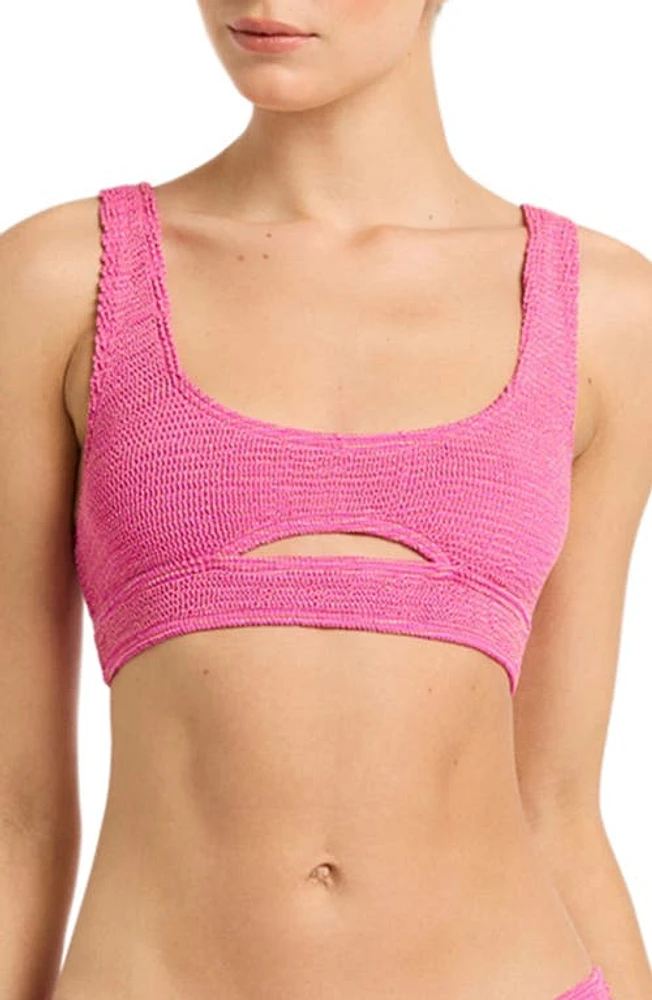 bond-eye Sasha Cutout Bikini Top in Wild Berry Lurex at Nordstrom