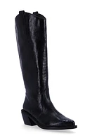 ALOHAS Mount Alli Croc Embossed Western Boot Black at Nordstrom,