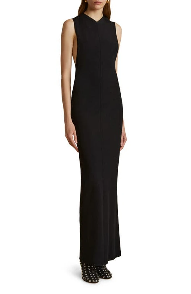 Khaite The Teri Cutout Back Dress Black at Nordstrom,