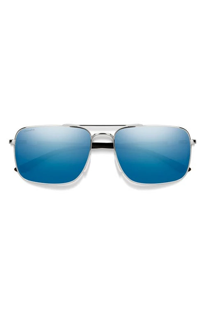 Smith Outcome 59mm ChromaPop Polarized Aviator Sunglasses in Silver /Blue Mirror at Nordstrom