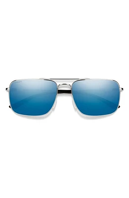 Smith Outcome 59mm ChromaPop Polarized Aviator Sunglasses in Silver /Blue Mirror at Nordstrom