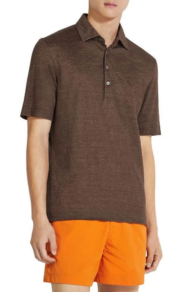 ZEGNA Linen Polo Ferrugine at Nordstrom, Us