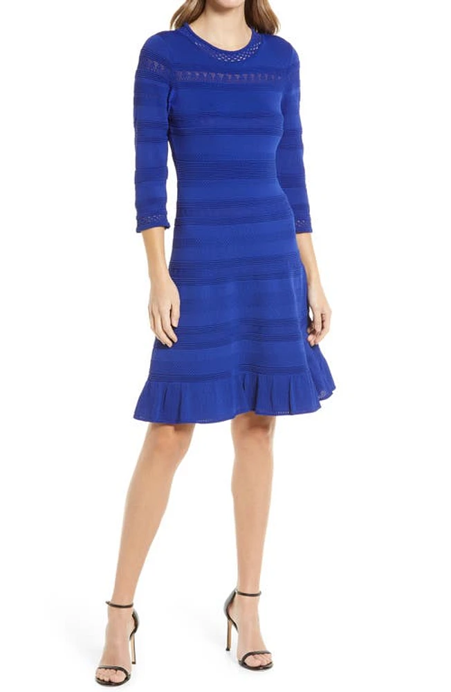 Eliza J Textured Fit & Flare Dress Cobalt at Nordstrom,