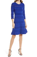 Eliza J Textured Fit & Flare Dress Cobalt at Nordstrom,