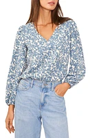 1.STATE Print Balloon Sleeve V-Neck Top in Bluestone at Nordstrom, Size Small