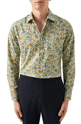 Eton Slim Fit Floral Cotton Dress Shirt Natural at Nordstrom,