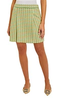 Misook Pleat Detail Tweed Miniskirt Clvr/grn/mul at Nordstrom,