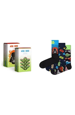 Happy Socks x Star Wars Assorted 3-Pack Lightsaber Socks Gift Box in Black at Nordstrom