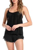 Bloom by Jonquil Emmeline Chiffon & Lace Short Pajamas Black at Nordstrom,