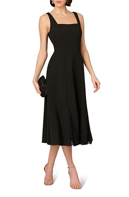 Aidan Mattox by Adrianna Papell Bonded Crepe Midi Cocktail Dress Black at Nordstrom,