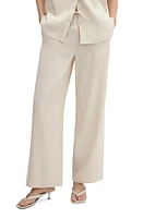 MANGO Wide Leg Drawstring Pants Ecru at Nordstrom,