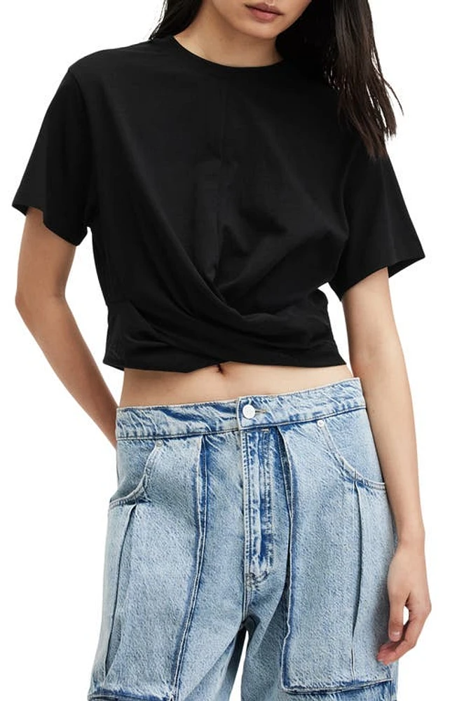 AllSaints Mallinson Twist Hem Crop T-Shirt at Nordstrom, Us