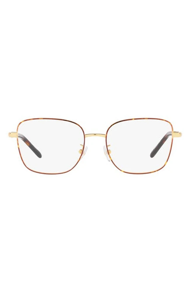 Tory Burch 53mm Square Optical Glasses in Dark Tort at Nordstrom