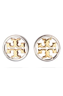 Tory Burch Circle Logo Stud Earrings in Tory Gold /Silver at Nordstrom