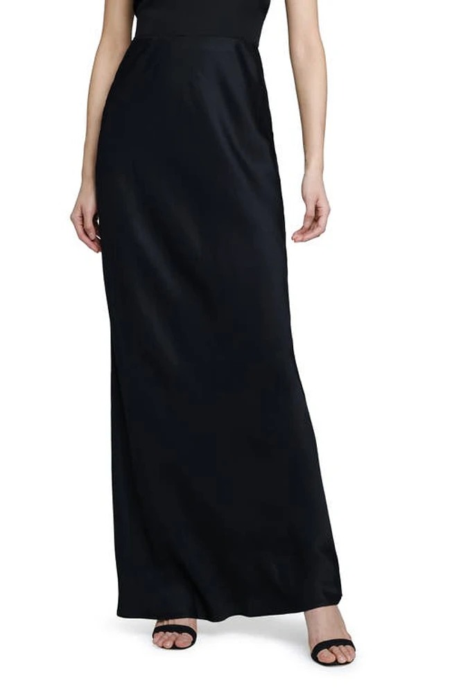 L'AGENCE Zeta Satin Maxi Skirt Black at Nordstrom,