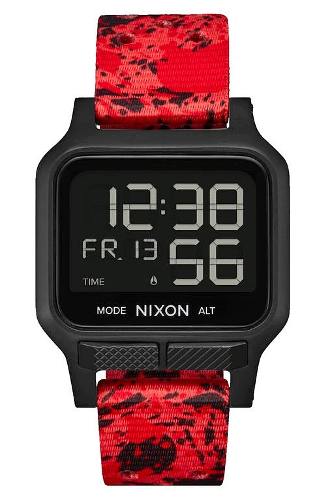 Nixon Heat Digital Rubber Strap Watch in Black /Red at Nordstrom