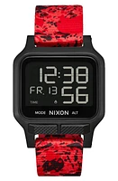 Nixon Heat Digital Rubber Strap Watch in Black /Red at Nordstrom