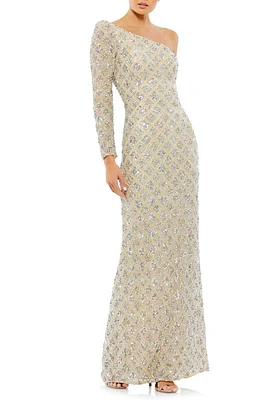 Mac Duggal Sequin One Shoulder Gown Shimmering Gold at Nordstrom,