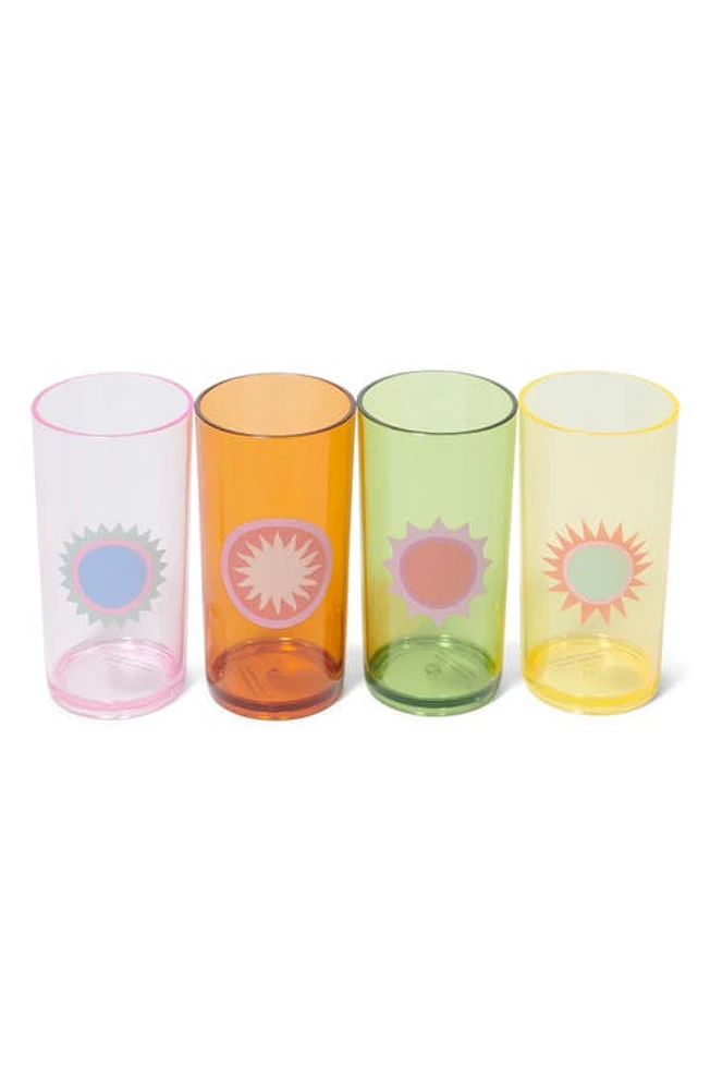 Sunnylife Poolside Set of 4 Tall Tumblers in Green Multi at Nordstrom