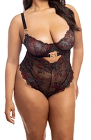 Oh La Cheri Azalea Embroidered Mesh Underwire Teddy Holiday at Nordstrom,