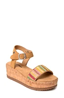 Minnetonka Patrice Ankle Strap Platform Wedge Sandal Tan Multi at Nordstrom,