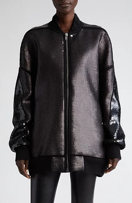 Rick Owens Sequin Oversize Wool Bomber Jacket in Black at Nordstrom, Size 2 Us