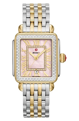 MICHELE Deco Madison Diamond Two-Tone Bracelet Watch, 35mm in Two Tone at Nordstrom