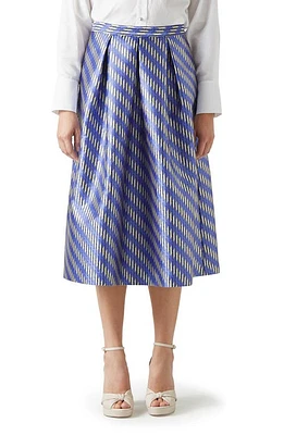 LK Bennett Olsen Metallic Pleated Midi Skirt Blue at Nordstrom, Us