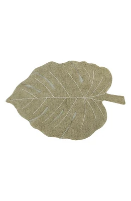 Lorena Canals Monstera Leaf Washable Area Rug in Olive Natural Honey at Nordstrom