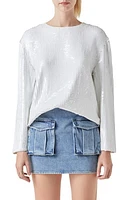 Grey Lab Sequin Long Sleeve Top White at Nordstrom,