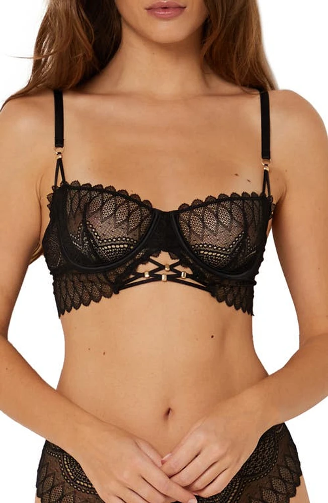 Etam Intense No. 9 Underwire Balconette Bustier Bra Black at Nordstrom,