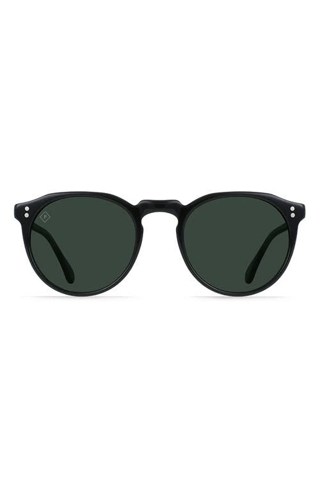 RAEN Remmy 52mm Polarized Round Sunglasses in Recycled Black/Green Polar at Nordstrom