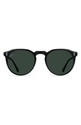 RAEN Remmy 52mm Polarized Round Sunglasses in Recycled Black/Green Polar at Nordstrom