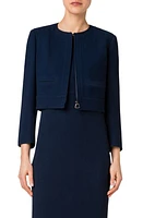 Akris Piet Double Face Wool Crepe Crop Jacket in 479-Navy at Nordstrom, Size 14