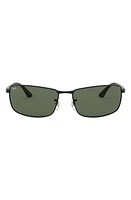 Ray-Ban 64mm Rectangular Sunglasses in Black/Green at Nordstrom