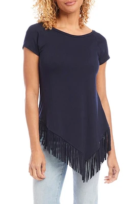 Karen Kane Angled Fringe Top Navy at Nordstrom,