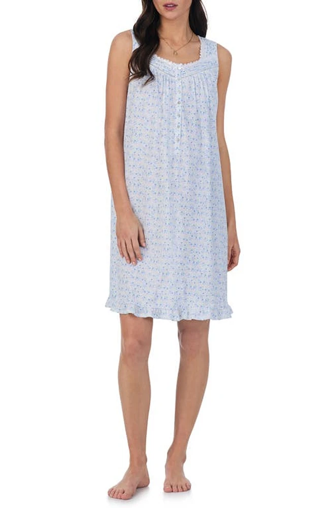 Eileen West Floral Sleeveless Short Cotton Nightgown White Multi at Nordstrom,