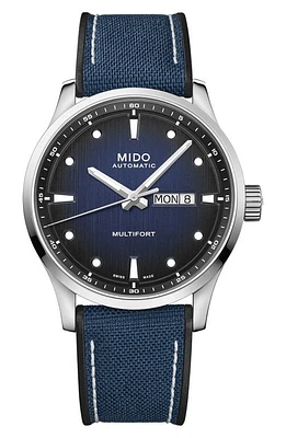 MIDO Multifort Automatic Fabric & Rubber Strap Watch, 42mm in Blue Gradient at Nordstrom