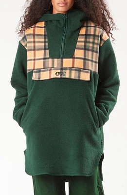 Picture Organic Clothing Oskoy Quarter Zip Hooded Fleece Pullover Scarab at Nordstrom,