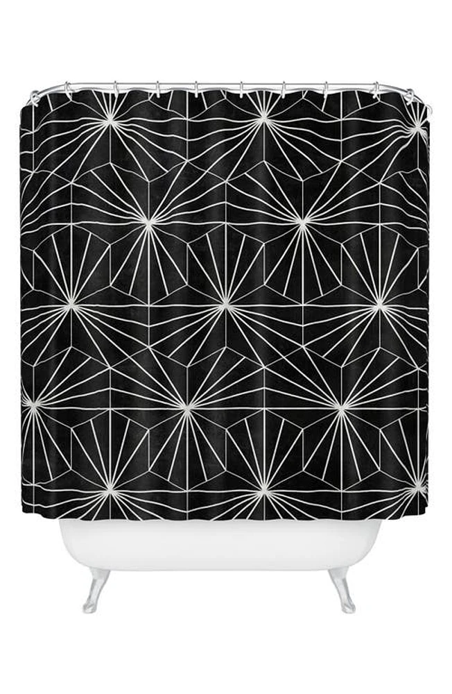 Deny Designs Hexagonal Pattern Shower Curtain in Black-White at Nordstrom