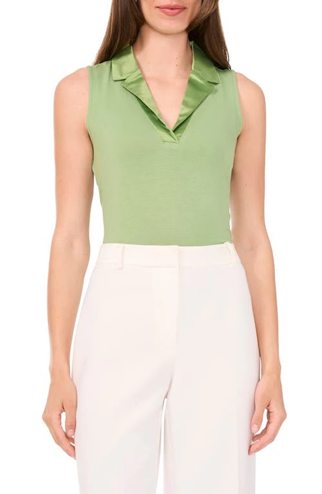 halogen(r) Mixed Media Notch Collar Sleeveless Top at Nordstrom,