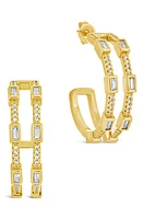 Sterling Forever Neah Cubic Zirconia Hoop Earrings in Gold at Nordstrom