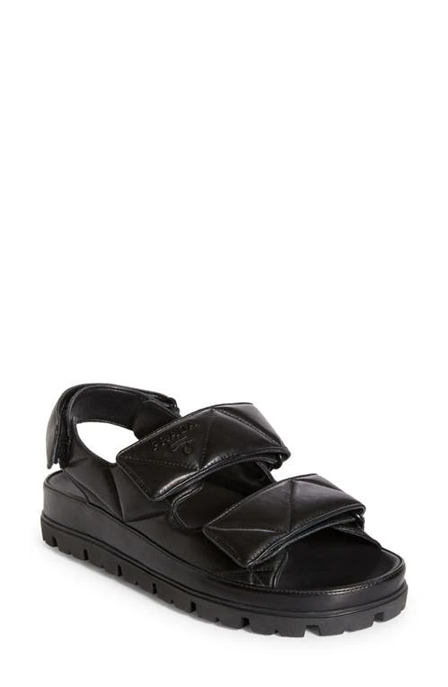 Prada Diagram Double Strap Slide Sandal Black at Nordstrom,