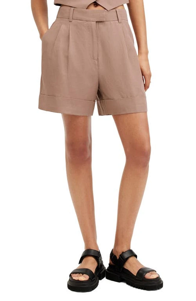 AllSaints Deri Lyn Cuff Shorts Doe Brown at Nordstrom, Us