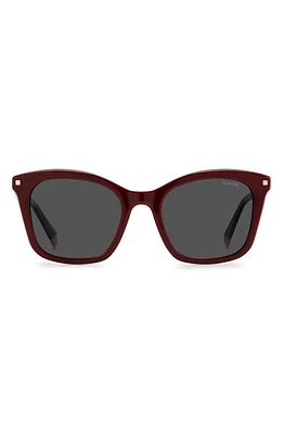 Polaroid 51mm Polarized Rectangular Sunglasses in Burgundy /Gray Polar at Nordstrom