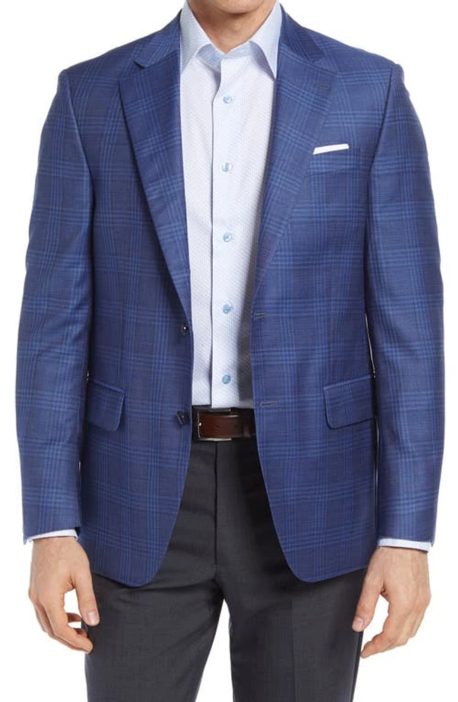 Peter Millar Classic Fit Plaid Wool Sport Coat in Blue at Nordstrom, Size 48 Regular