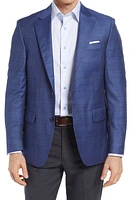 Peter Millar Classic Fit Plaid Wool Sport Coat in Blue at Nordstrom, Size 48 Regular